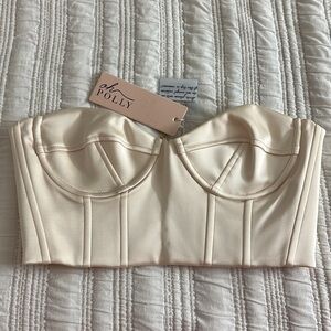 Oh Polly Cream Satin Structured Corset